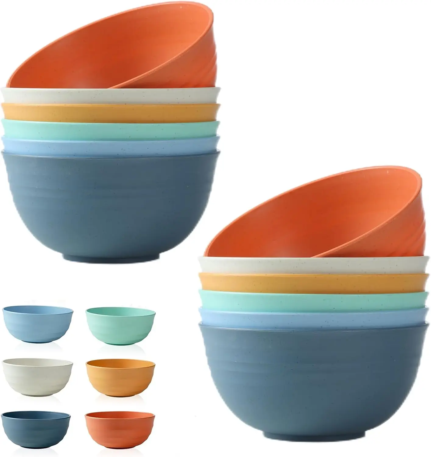 

Wheat Straw Bowls Set of 6/12, Unbreakable Lightweight Bowls Set - Microwave & Dishwasher Safe, Reusable for Serving Soup, Oatme
