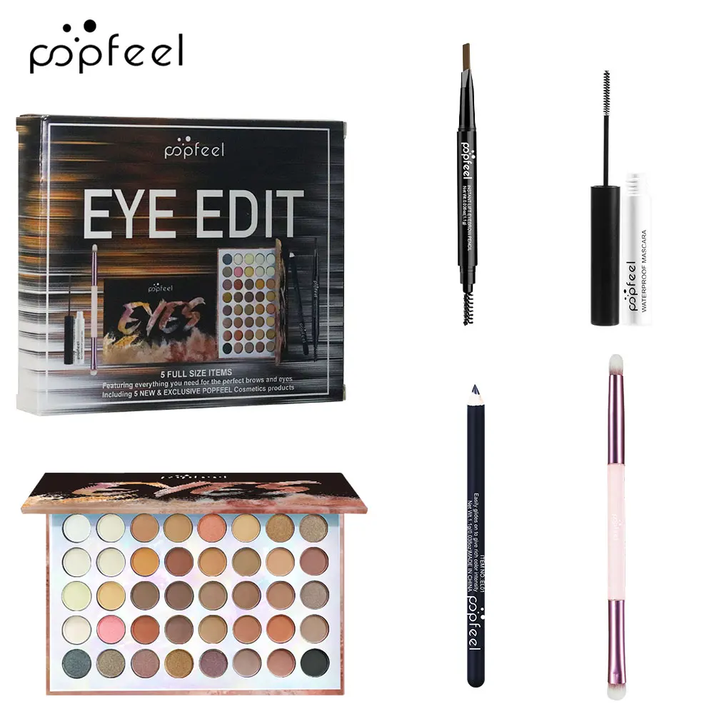مجموعة مكياج العيون من POPFEEL مكونة من 5 قطع - لوحة ظلال عيون، محدد عيون، قلم حواجب، ماسكارا وفرش مكياج، صندوق هدايا مكياج العيون. #5