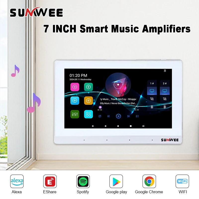 SUMWEE IPS Home smart audio theater systems sound equipment amplifiers Android WIFI 5G 8*30W wall amplificador bluetooths player
