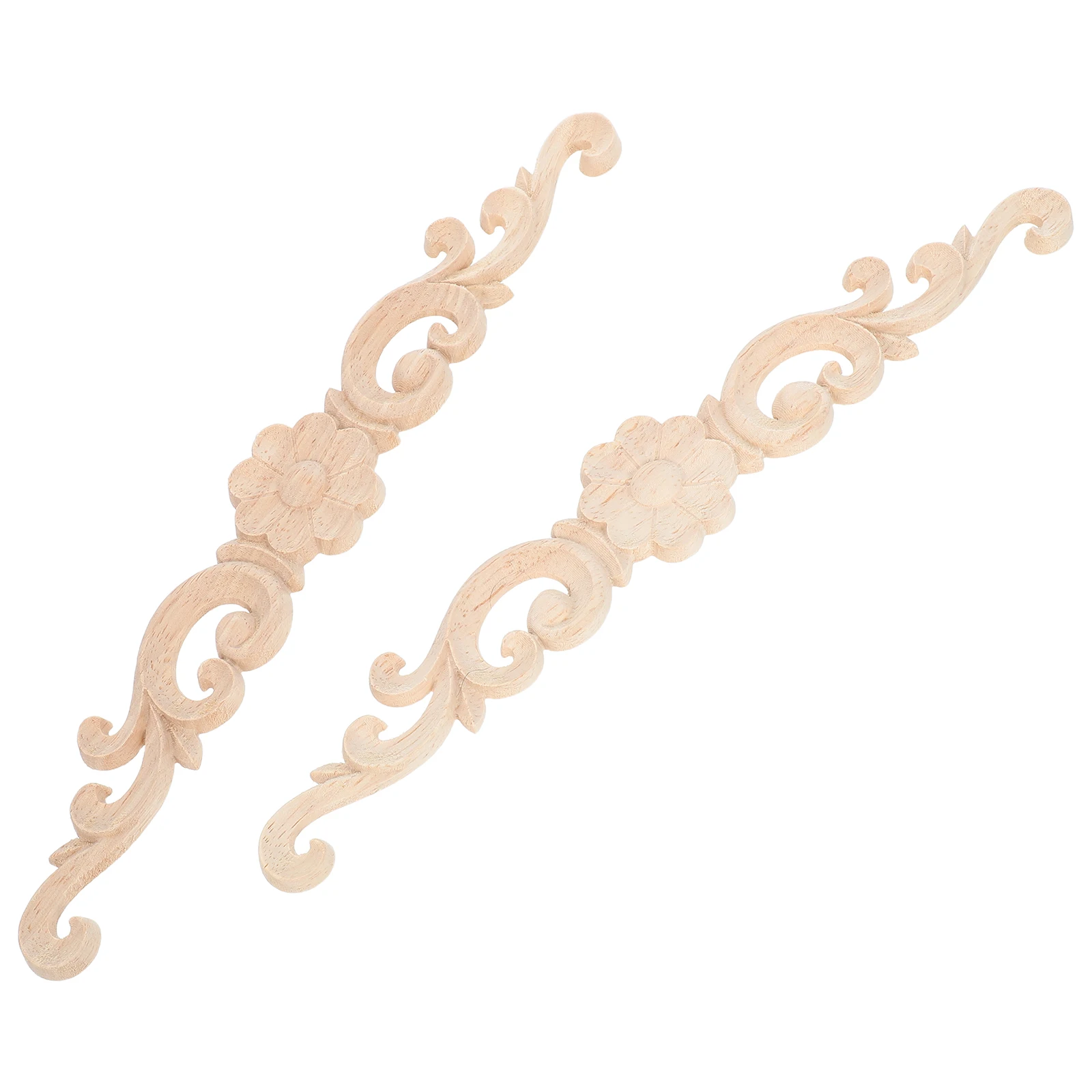 

Solid Wood Applique Door Head Ornamental Appliques Carved for Furniture Floral Wooden and Onlays Flower Decoration
