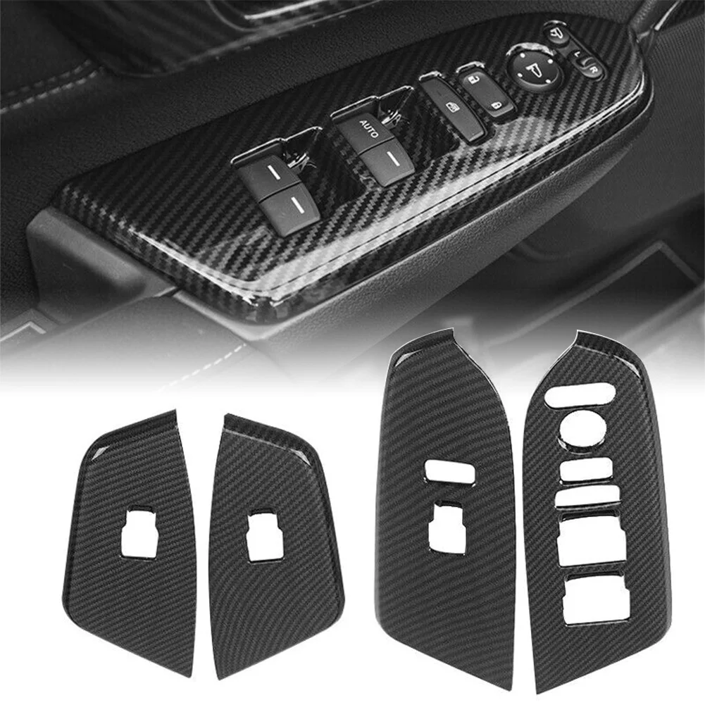 4Pcs/Set Interior Door Armrest Cover Carbon Fiber ABS Decoration Trim For Honda CRV 5th 2017 2018 2019 / CR-V 17 18 19