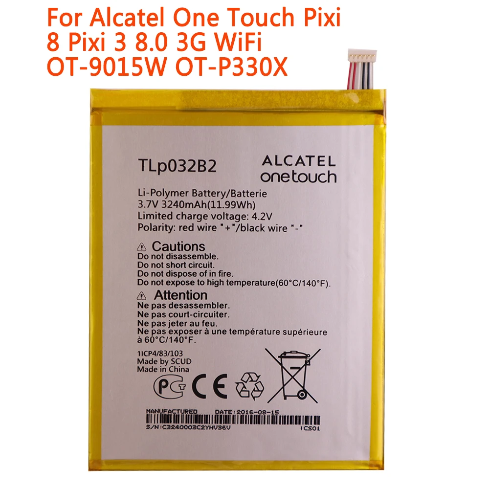 

High-quality 3240mAh TLp032B2 Battery For Alcatel One Touch Pixi 8 Pixi 3 8.0 3G WiFi OT-9015W OT-P330X TLp032B2 TLp032BD Batter