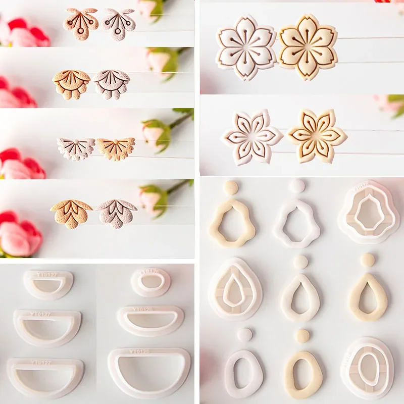 Mini Flower Petal Soft Clay Cutter Mold DIY Irregular Geometry Design Polymer Clay Earrings Making Mold Pendant Jewelry Tools