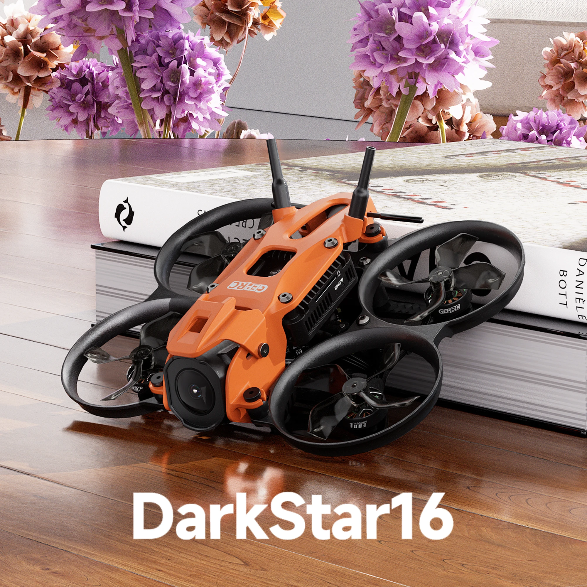 

DarkStar16 1,6-дюймовый FPV квадрокоптер O4 Air Unit PRO WTFPV SPEEDX2 1003 14800KV Оранжево-серый RC Дрон для фристайла GEPRC