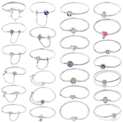 Original 925 Sterling Silver Animal Heart Snowflake Tulip Snake Bone Chain for Pandora DIY Bracelet Bracelet Ladies Jewelry Gift