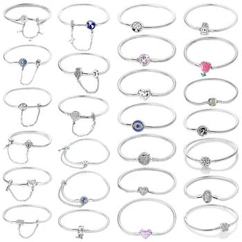 שרשרת עצם נחש טוליפ שלג לב חיות כסף סטרלינג 925 מקורית לצמיד DIY תכשיטים לנשים מתנה