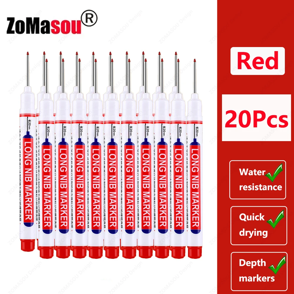 1–100 Stück 2 cm wasserdichte Marker mit langem Kopf, tiefes Loch, Markierungsstift für Metall, Schreiner, rot/schwarz/blau/grüne Tinte, Holzbearbeitungswerkzeuge
