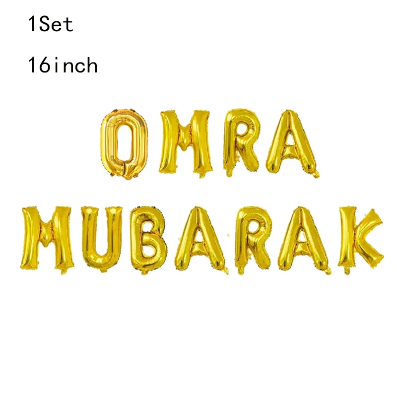 24pcs Gold Omra Mubarak Star Moon Latex Aluminum Foil Balloon Combination Eid Mubarak Muslim Home DIY Festival Party Decor