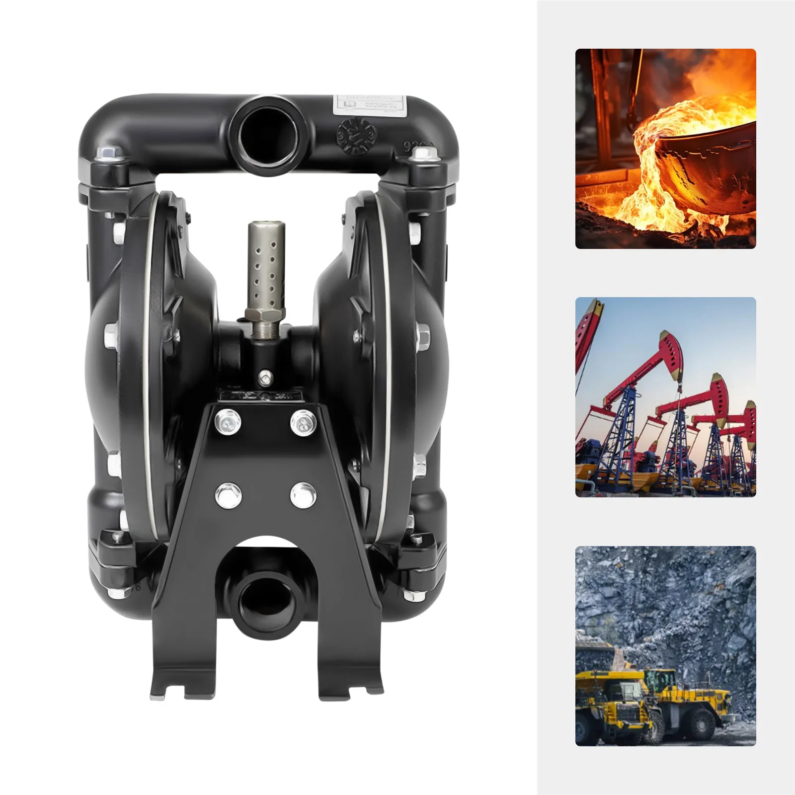 ปั๊มไดอะแฟรมคู่แบบใช้ลม 35 แกลลอนต่อนาที พร้อมช่องต่อ, ปั๊มไดอะแฟรมอะลูมิเนียม, ไดอะแฟรมไนไตรล์, สำหรับน้ำ, น้ำมันก๊าด