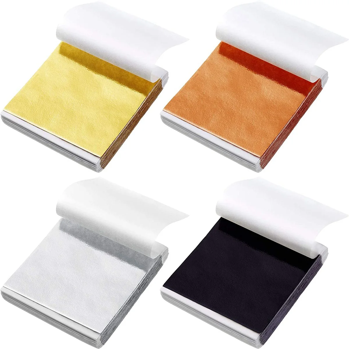 400 Uds. De papeles de aluminio de cobre y plata de imitación, hojas doradas en escamas de hojas para uñas, papel para manualidades DIY