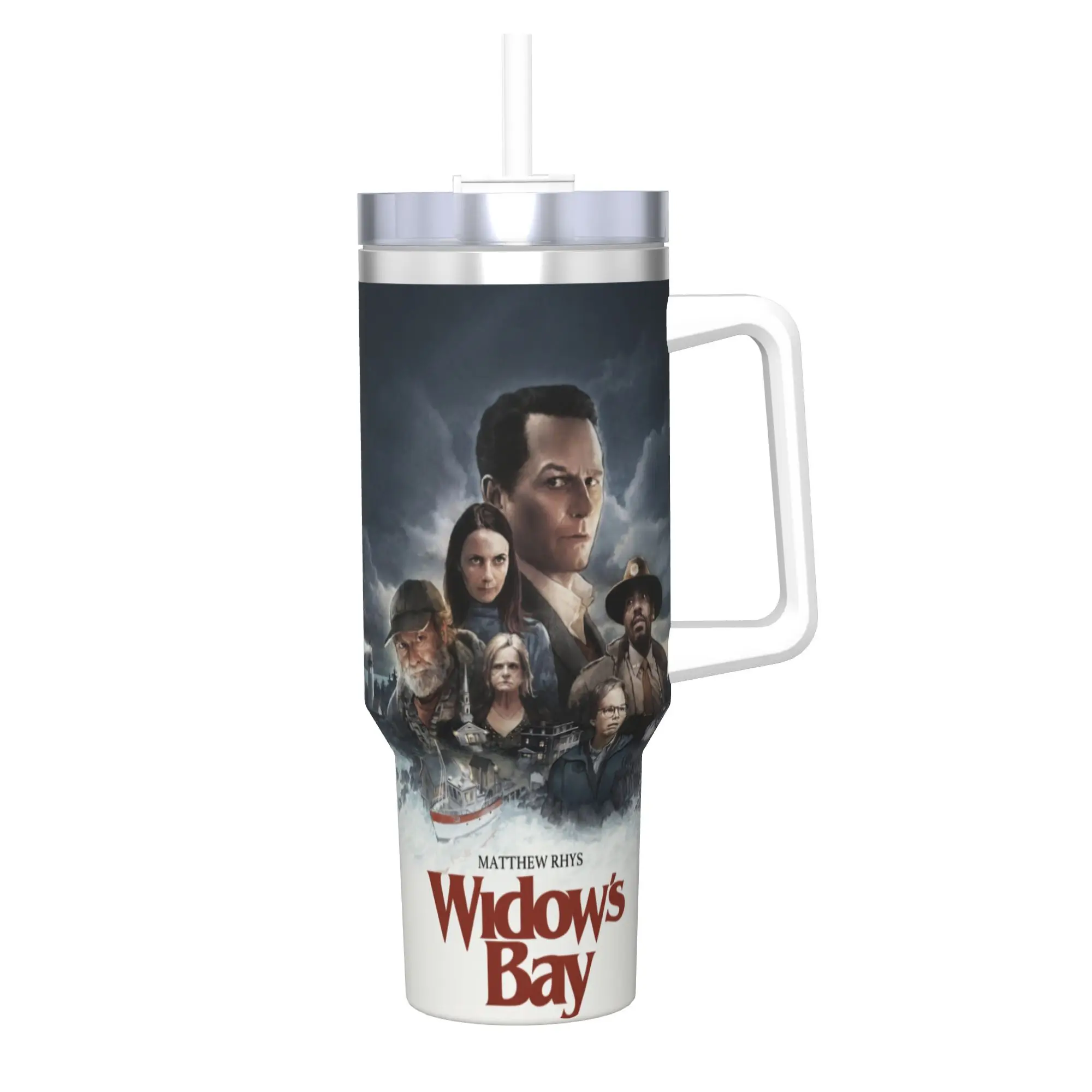 Widow's Bay Horror Movie 2026 Tumbler With Straw  Stainless Steel Mug Double Wall Vacuum Insulated for Cold Or Hot 40oz