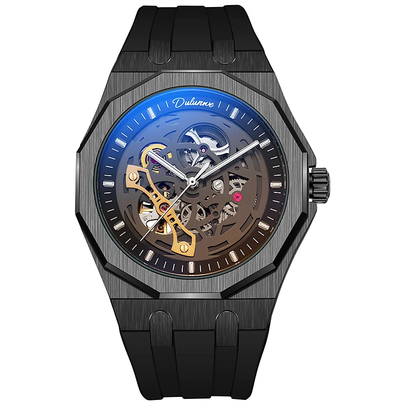 

Dulunwe Классические Ретро Автоматические Механические Часы Роскошные Турбийон Скелет Мужские Часы 41 мм Большой Циферблат Relógios Masculinos