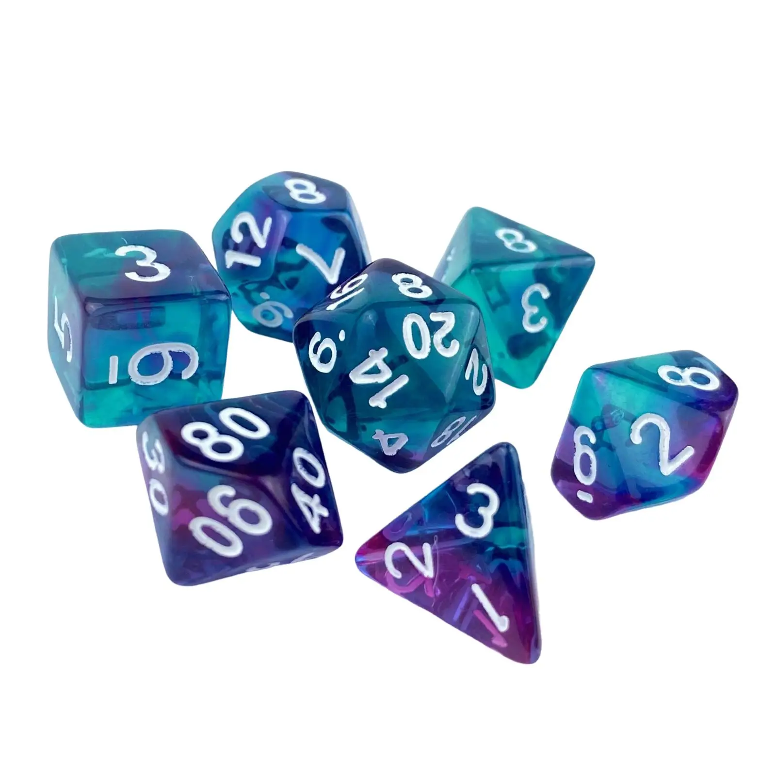 

2 Pack of 4 7x Game Dice Luminary Engraved Assorted for Role Playing Games Style