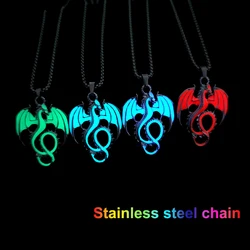 Luminous Necklace for Women Men Punk Glow In The Dark Necklaces Gothic Dragon Pendant Neck Cord Jewelry Gift for Halloween Party