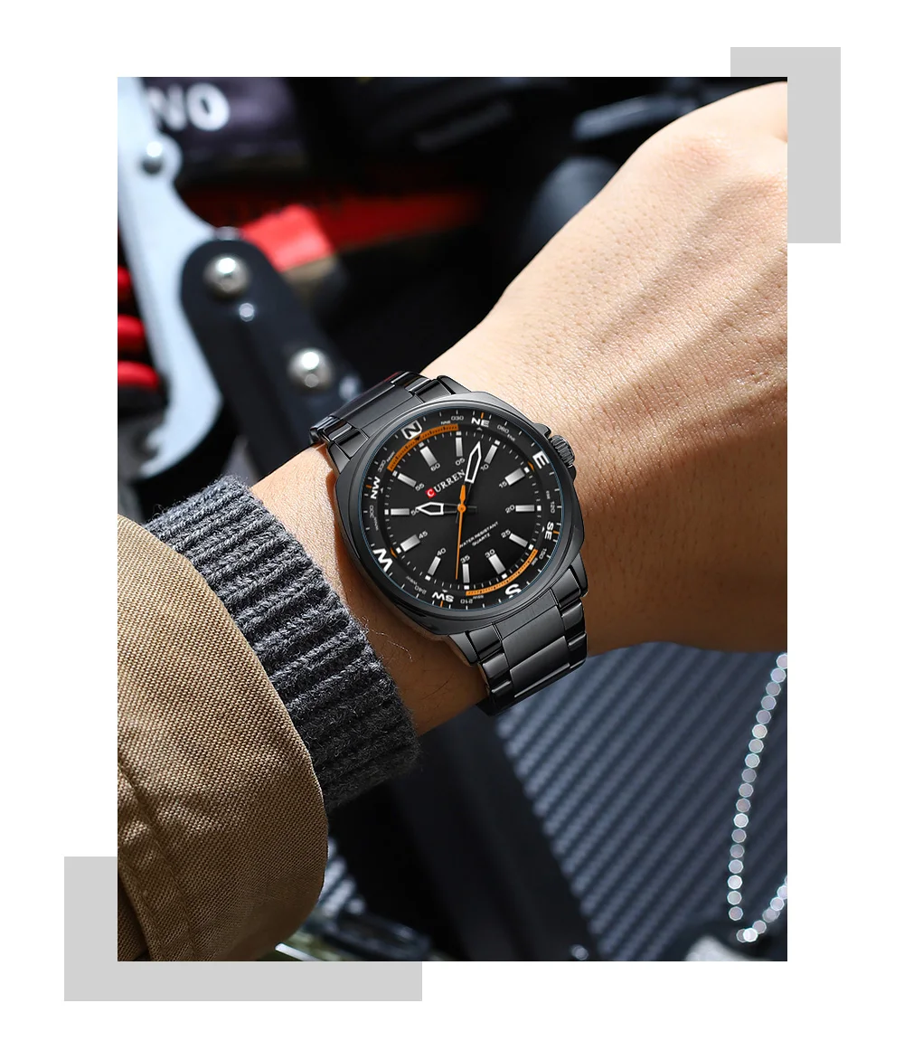 CURREN 8455 Herren Quarzuhr mit Großem Zifferblatt, Wasserdicht, Edelstahlarmband, Casual Business Elegante Uhren für Männer, Reloj Hombre – Detail 13