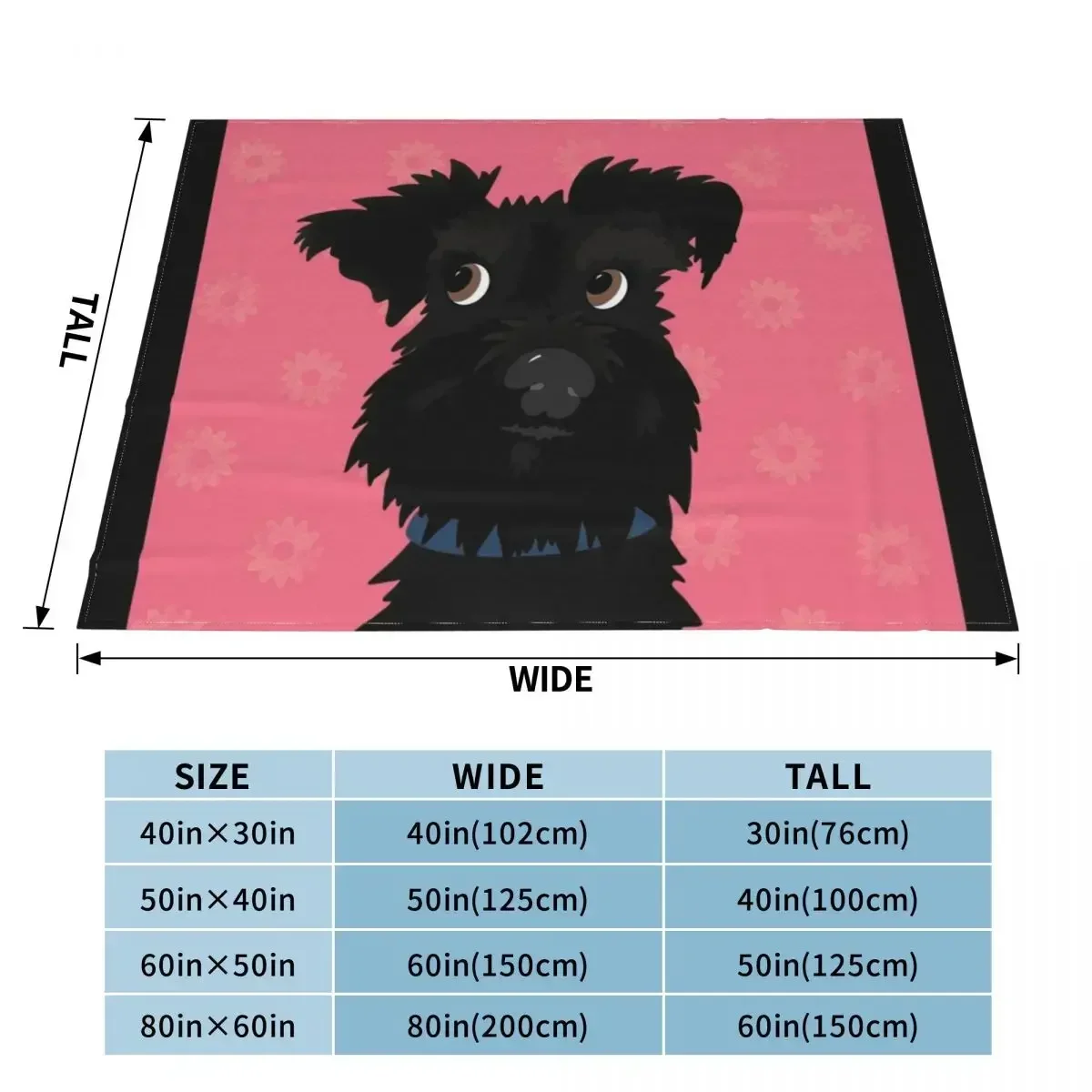 Black Miniature Schnauzer Dog with Pink Daisies Throw Blanket Soft Beds Camping Soft Plaid Blankets