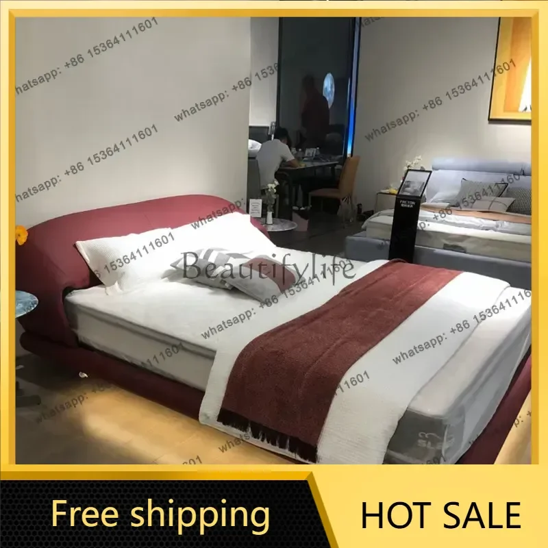 LS180x200cm Double Bed 2 People Furniture Italian Minimalist Suspension Bedroom Beds And Bed Frames Modern Minimalist Leather