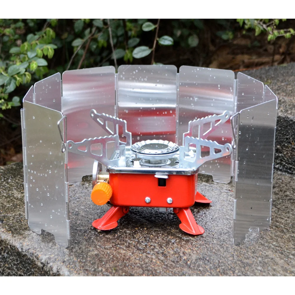 

9 Plates Camping Stove Windscreen Portable Foldable Fuel Saving Outdoor Picnic Cooking Accessories Durable Aluminum Alloy Easy