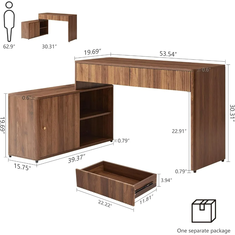 طاولة مكتب كمبيوتر حديثة مع مساحة تخزين، مكتب على شكل حرف L مع أدراج، مكتب مكتب منزلي لغرفة النوم والمساحة الصغيرة، من أجل #3