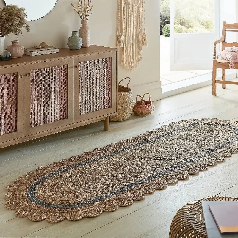 

Oval Rug Jute 100% Natural Reversible Modern Handmade Carpet Dinning Area Rugs