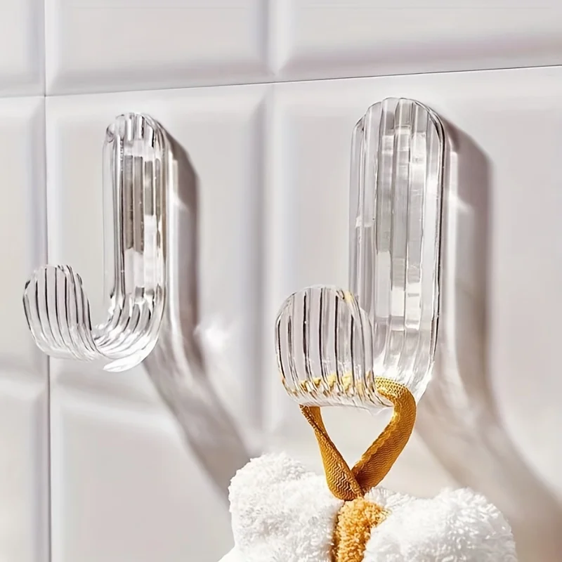 5 Stück Transparente Acryl-Haken, Starke Wandhaken Ohne Spuren, Selbstklebende Haken ohne Bohren, für Zuhause, Badezimmer, Schlafzimmer, Wohnzimmer