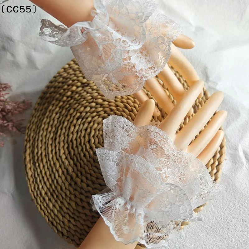 

1 Pair Versatile Elegant Fake Cuffs Embroidery Pattern Detachable Lace Sleeves Solid Color Thin False Cuffs For Women〔CC55〕