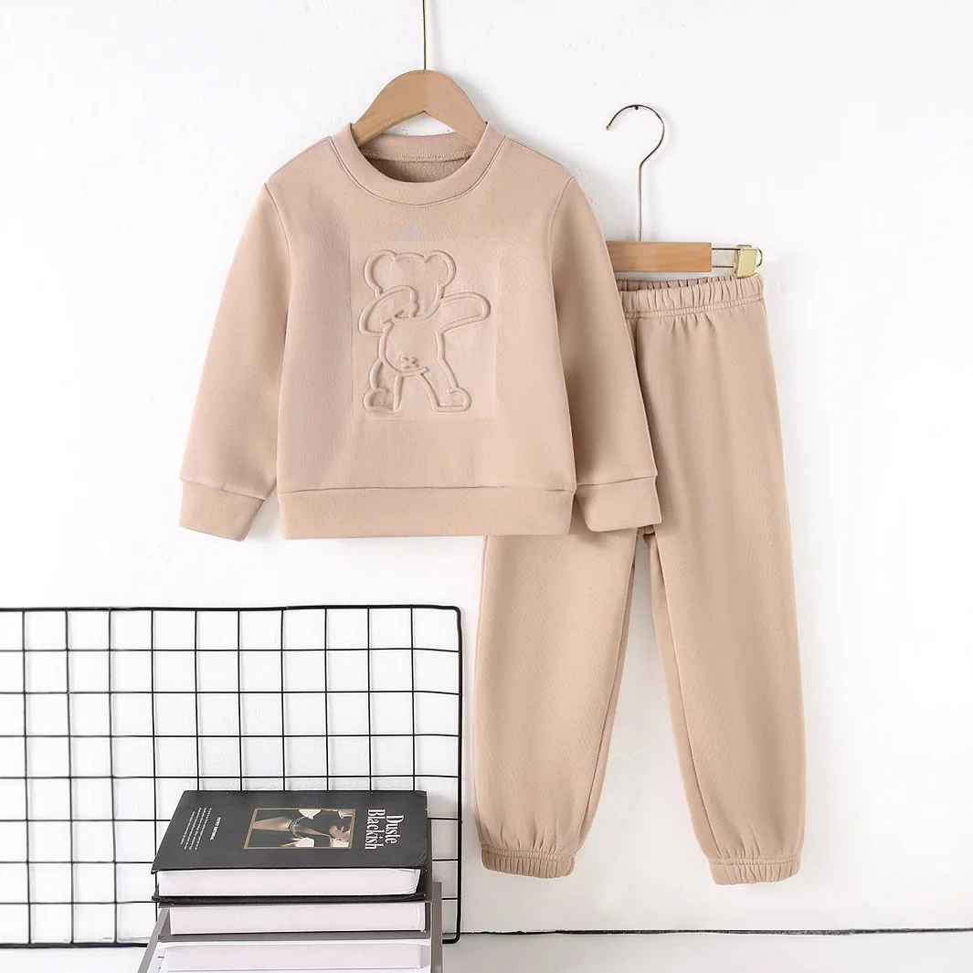 

Children's Sets Two Piece Children's Solid Color Set Sweatshirt and Long Pants Casual Sportswear Kids Clothes