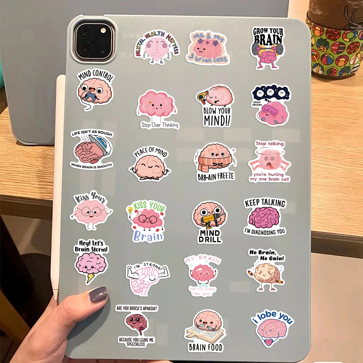 50PCS Funny Brain Pink Stickers DIY Diary Laptop Luggage Skateboard Graffiti Decal Fun Children’s Classic Toy