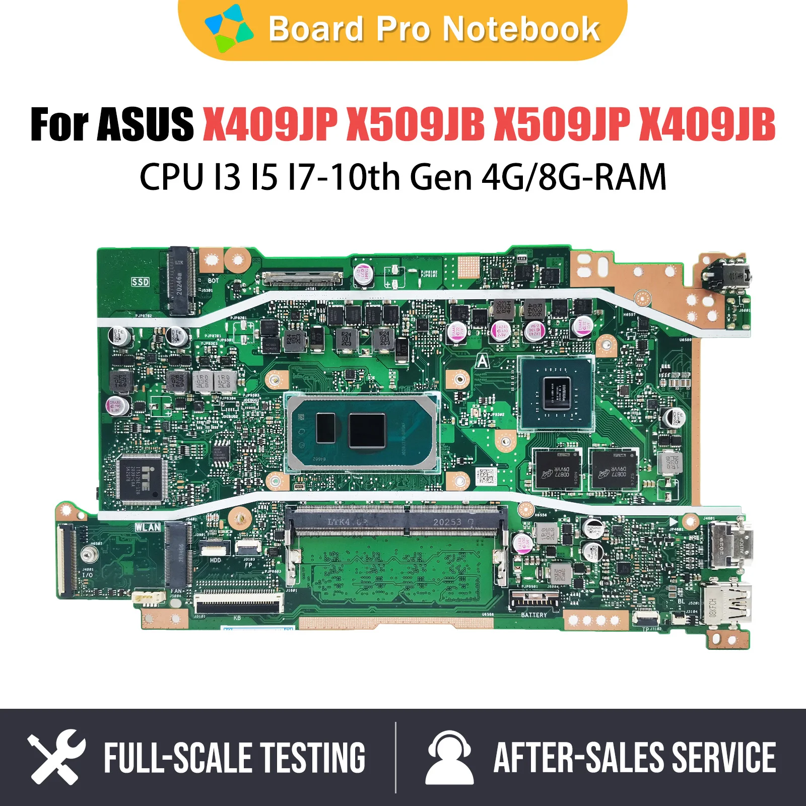 X409JP Laptop Motherboard For ASUS X509JB X509JP X409JB R409J P1510CJA Notebook Mainboard CPU I3 I5 I7-10th 4G 8G-RAM 920MX V2G