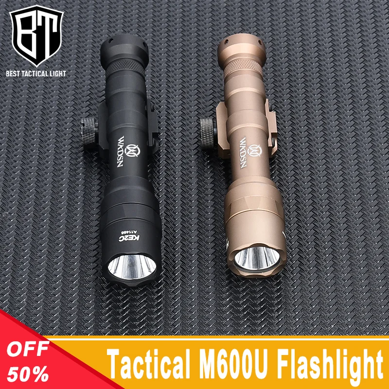 Tactical M600 M600U WADSN Flashlight 600lumens White Light Tail Cover Pressure Switch Fit 20mm Rail Hunting Airsoft Accessory