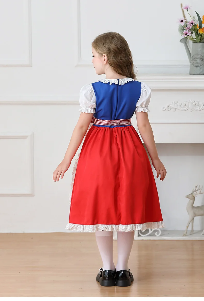 Kinder Karnevalskostüm München Oktoberfest Mädchenkostüm Klassisches Alpen-Landkostüm Mädchen Paradekostüm Cosplay Festliches Kleid Party – Detail 9
