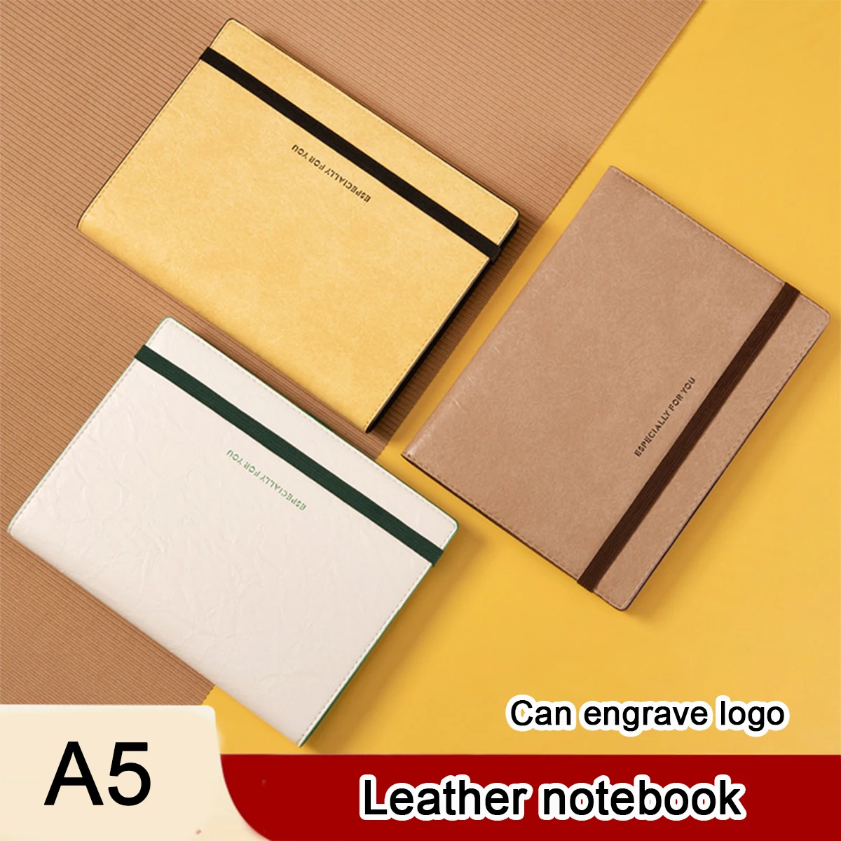 (Can Engrave Logo) A5 Student Subject Notebook With Strap, Thick Business Notepad, Work Meeting Record Excerpt Book, Diary