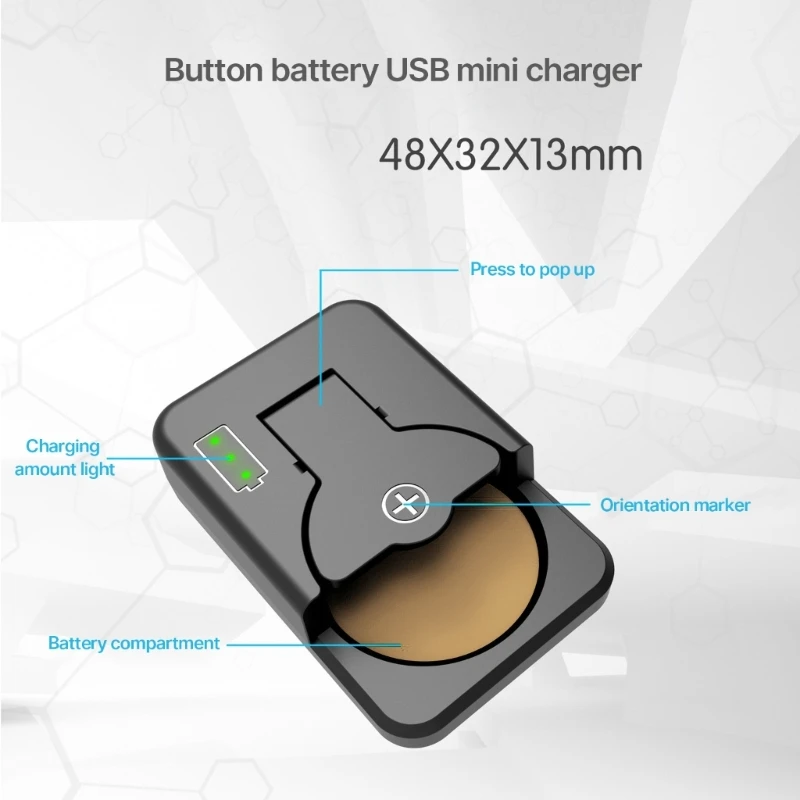 Type-C Lithium Rechargeable Coin Cells Battery Charger Multiple Protection 4.2V Mini Button Battery Charger for LIR2032 2450