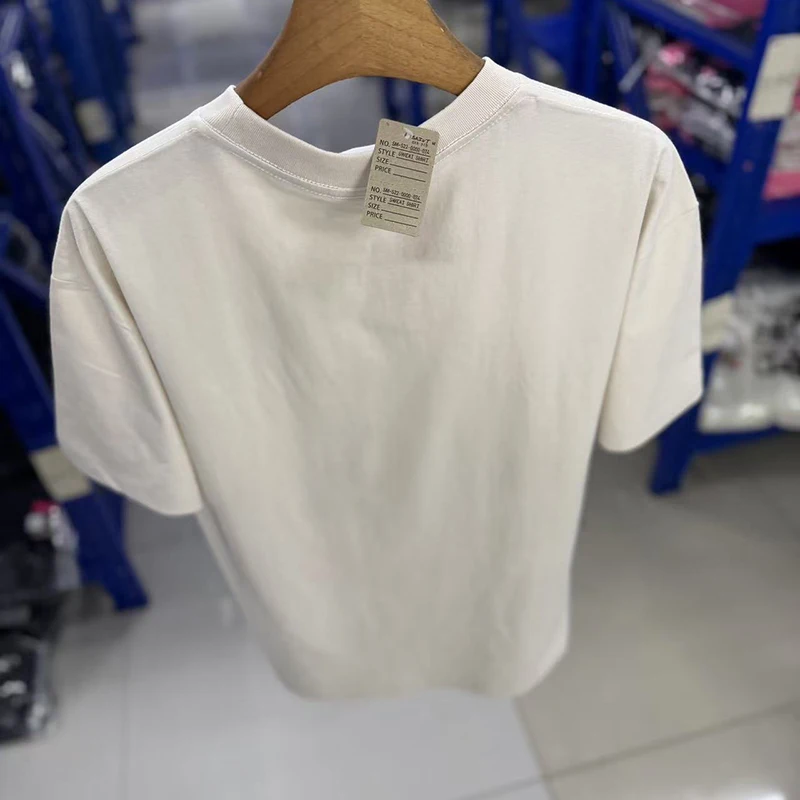 American Loose Saint T-shirt 6 Number Triangle Print Design Casual Round-neck Short-sleeved T Shirts Men Women Streetwear