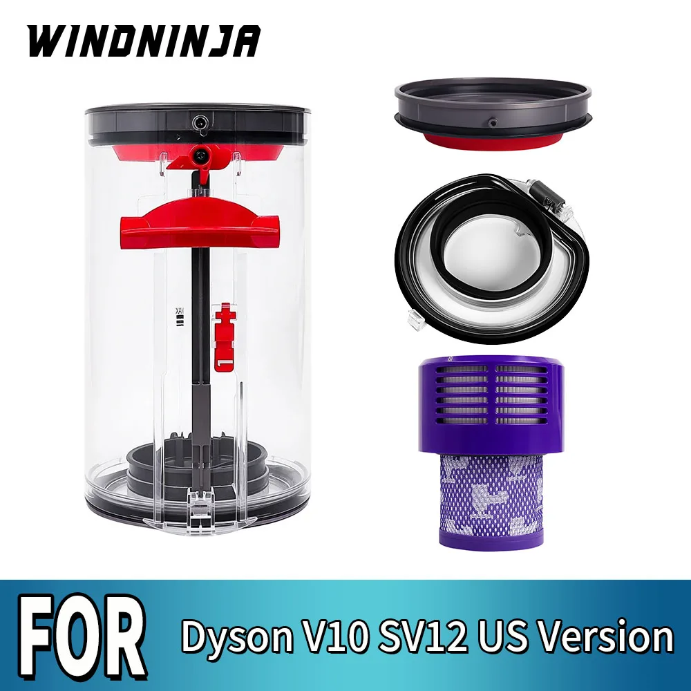 Upgraded Dust Bin Replacement for Dyson V10 SV12 US Vacuum Cleaner HEPA Filter Dust Bucket Canister Lid Fixed Dust Cup Part