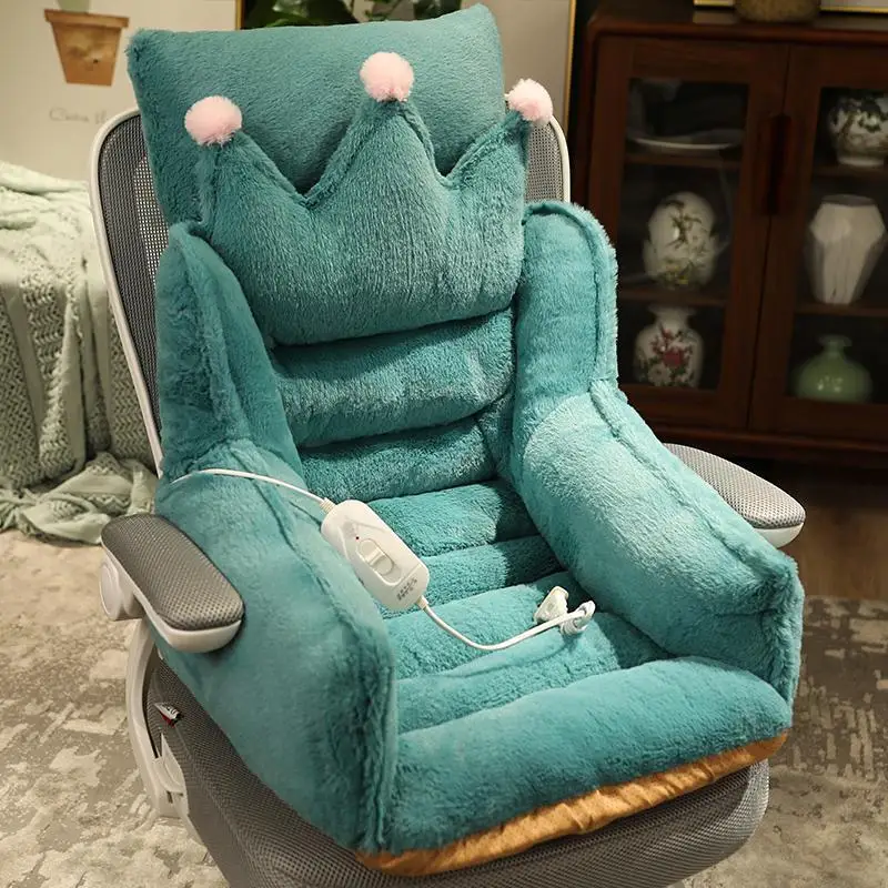 Home Textile Office Seat Cushion with Lumbar Support Integrated Backrest and Seat Pad Chair  Cushion with Heating Pad Included