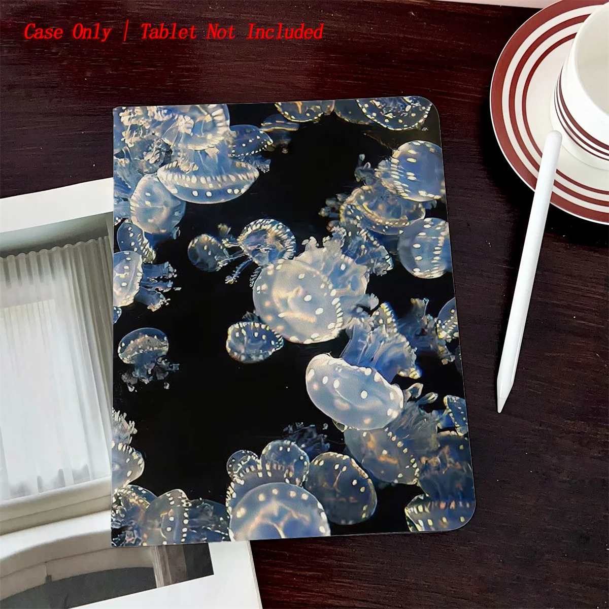 

Fresh & Simple Black Jellyfish Print iPad Case - Book Style with Pen Slot, Auto Sleep/Wake, Compatible with Pro/Air/Mini