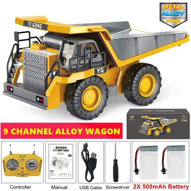 4WD Afstandsbediening Graafmachine 4x4 Legering Dump Truck Bulldozer Radio Model RC Auto Bouwvoertuig Speelgoed Kinderen Kids Geschenken