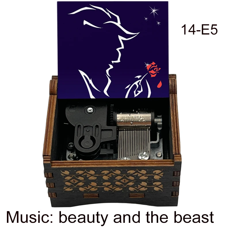 Anime Movie Beauty Princess Wooden Music Box, Laser Engraved Beast Musical Gift, Birthday Lover's Anniversary Special Present - view 4