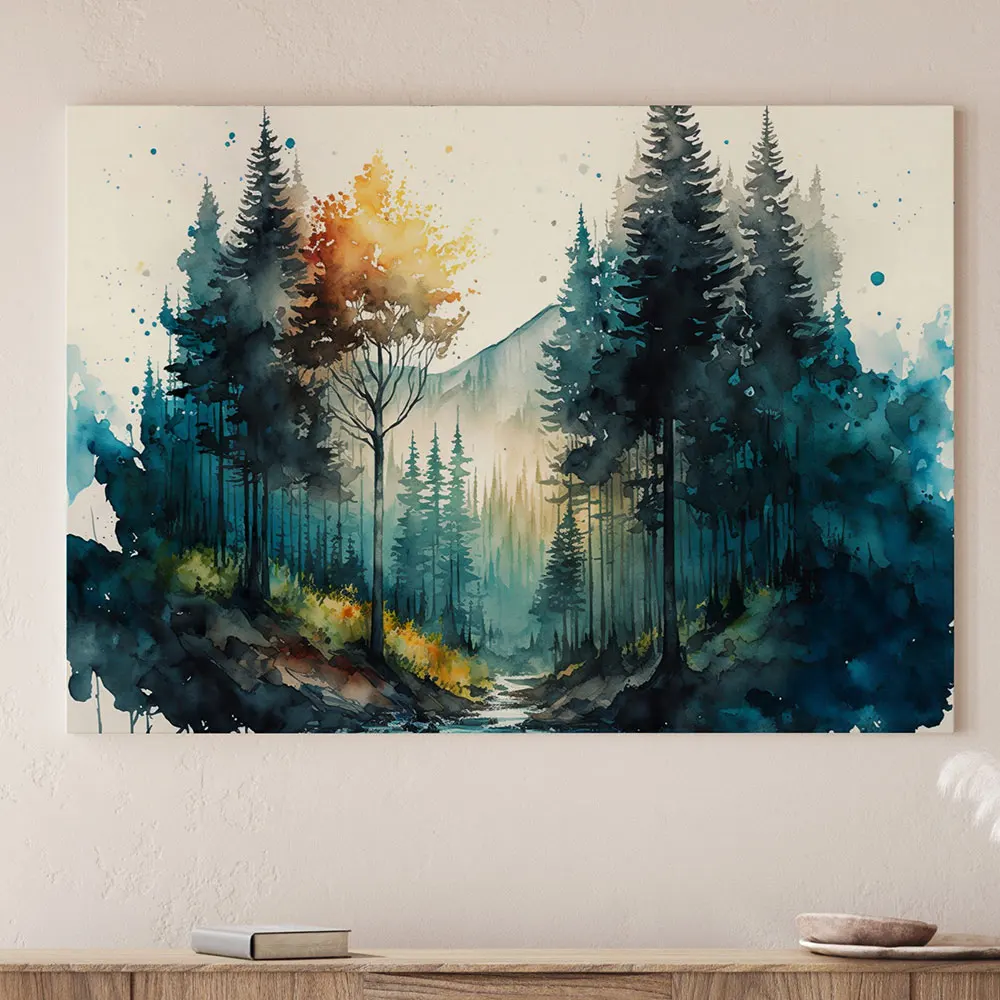 

Green Forest Trees Canvas Paintings Art Prints Landscape Mountain Forest Picture Posters Wall Art Cafe Living Room Home Decor