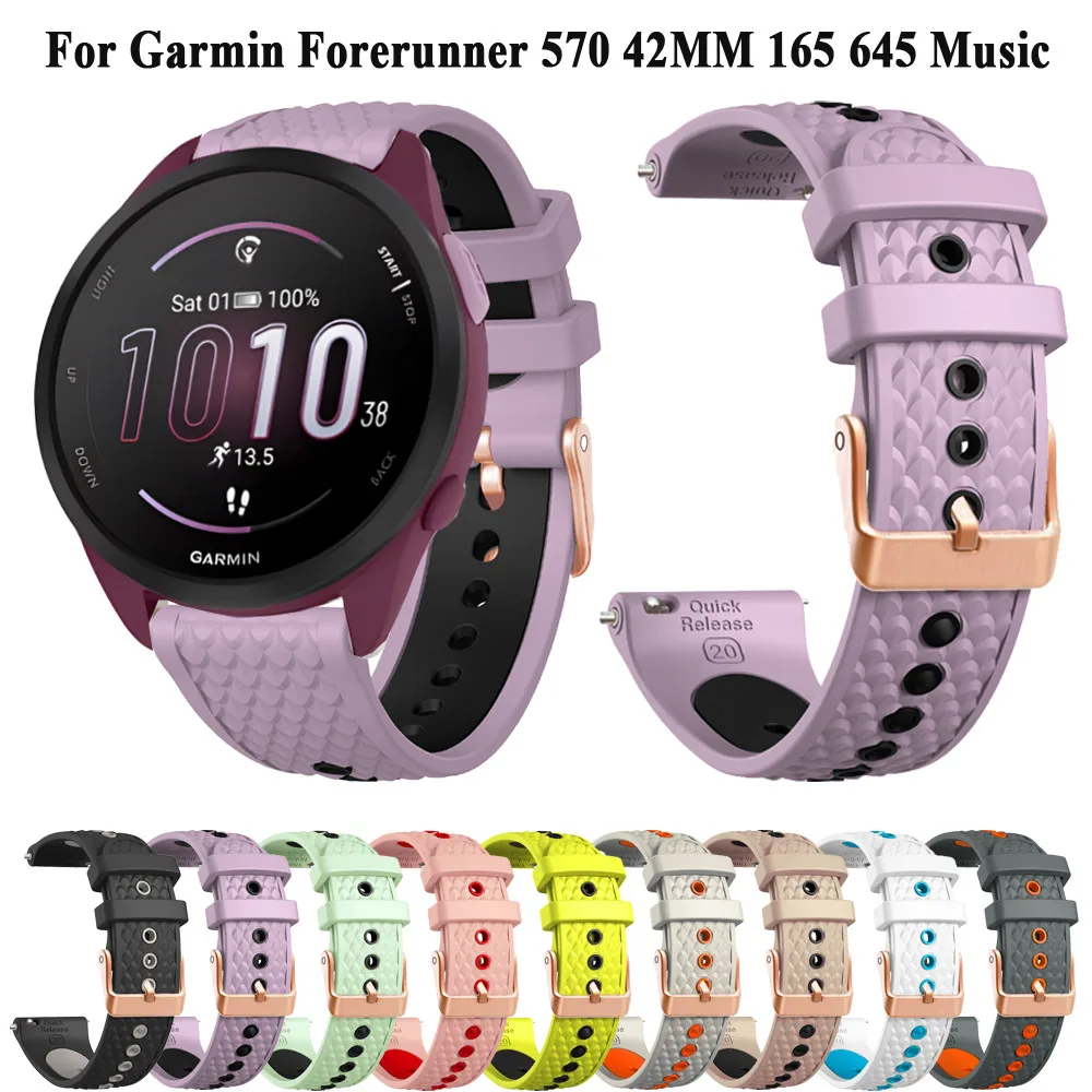 ฟอร์รันเนอร์ 165 เพลงสมาร์ทสายนาฬิกาสร้อยข้อมือสำหรับการ์มิน วีนู 2 พลัส SQ 2 ฟอร์รันเนอร์ 245 645 570 42 มม.ซิลิโคน 20 มม.สายรัดข้อมือ