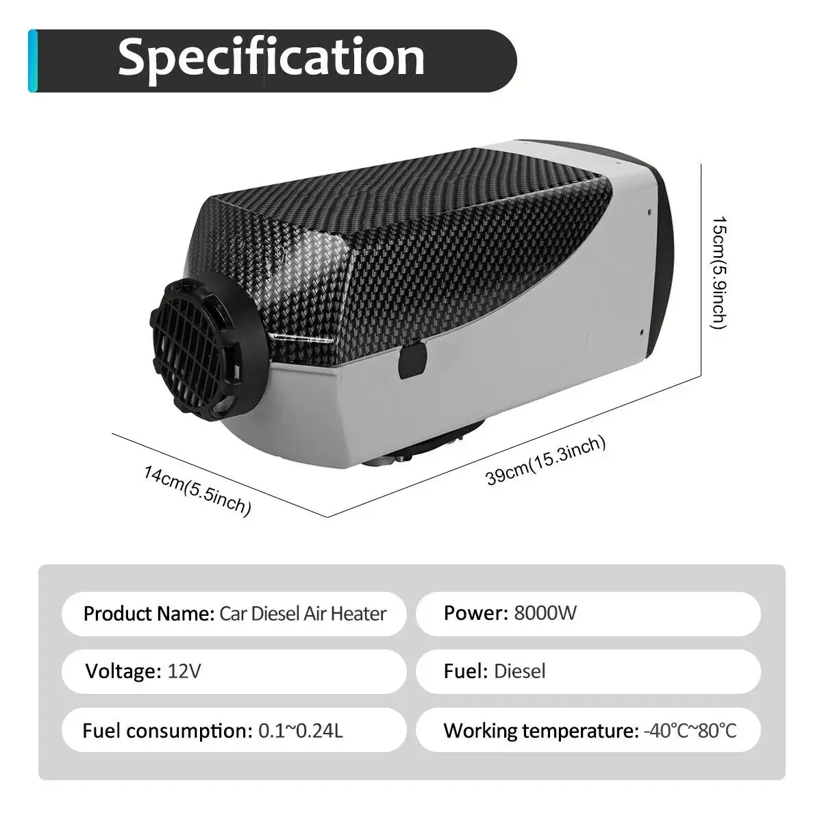 Websato용 자동차 에어 히터, 점화 구리 히터, 통합 보조 히터, 자동 주차 연료 히터, 5KW, 8KW, 12V, 24V