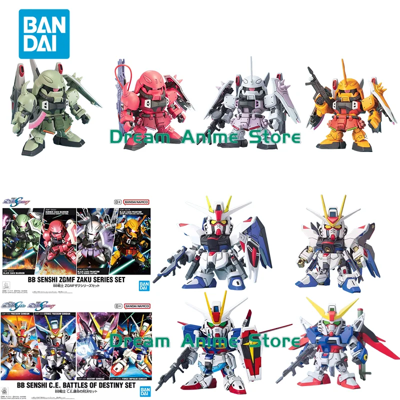 Bandai Original GUNDAM Anime Model SD BB SENSHI ZGMF ZAKU SERIES SET Action Figure Assembly Model Toys Gifts for Children