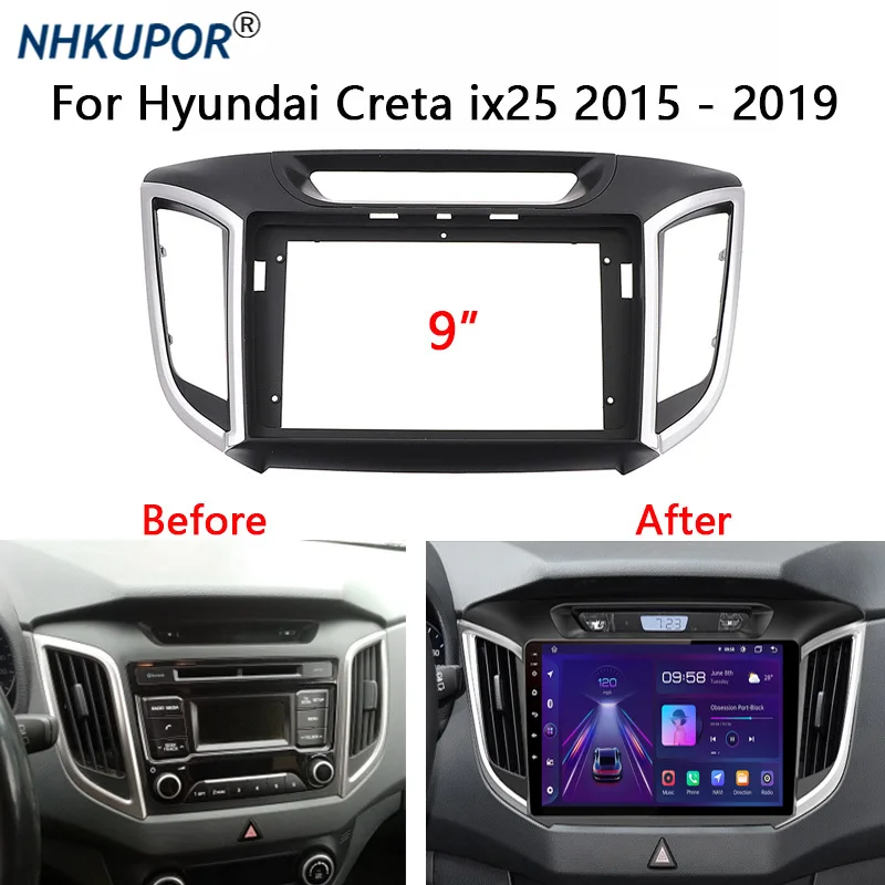 Car Radio Fascia For Hyundai Creta IX25 2015 2016 2017 2018 2019 Auto Stereo Head Unit Install Dash Panel Frame Kit