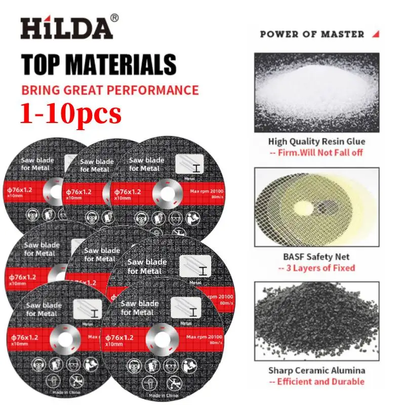 

10PCS 76mm Metal Cutting Discs High Hardness Electric Cutting Disc Wear Resistance Cut Off Circle Wheels Blades Angle Grinder