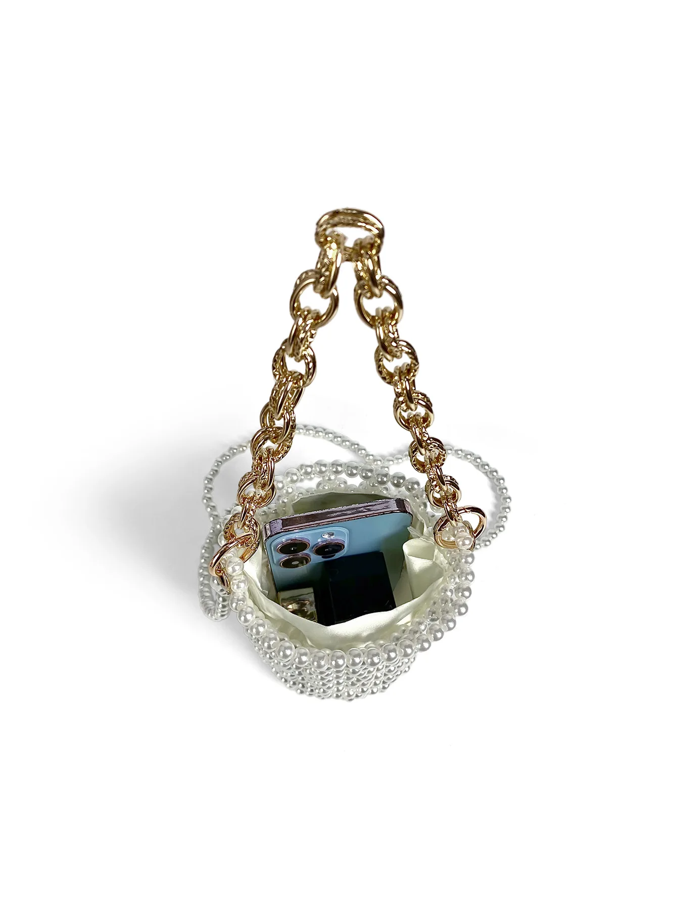 Elegant Hollow Pearls Bucket Bag Handmade Woven Beaded Bags for Women Handbag Chains Party Evening Shoulder Bag Wedding Clutch