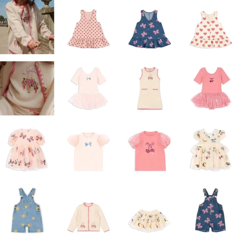 OUYANG ve IVAN Çocuk Elbise 2025ss KS Yeni Yaz Kızlar Sevimli Baskı Marka Tasarım Kısa Kollu Prenses Elbiseler