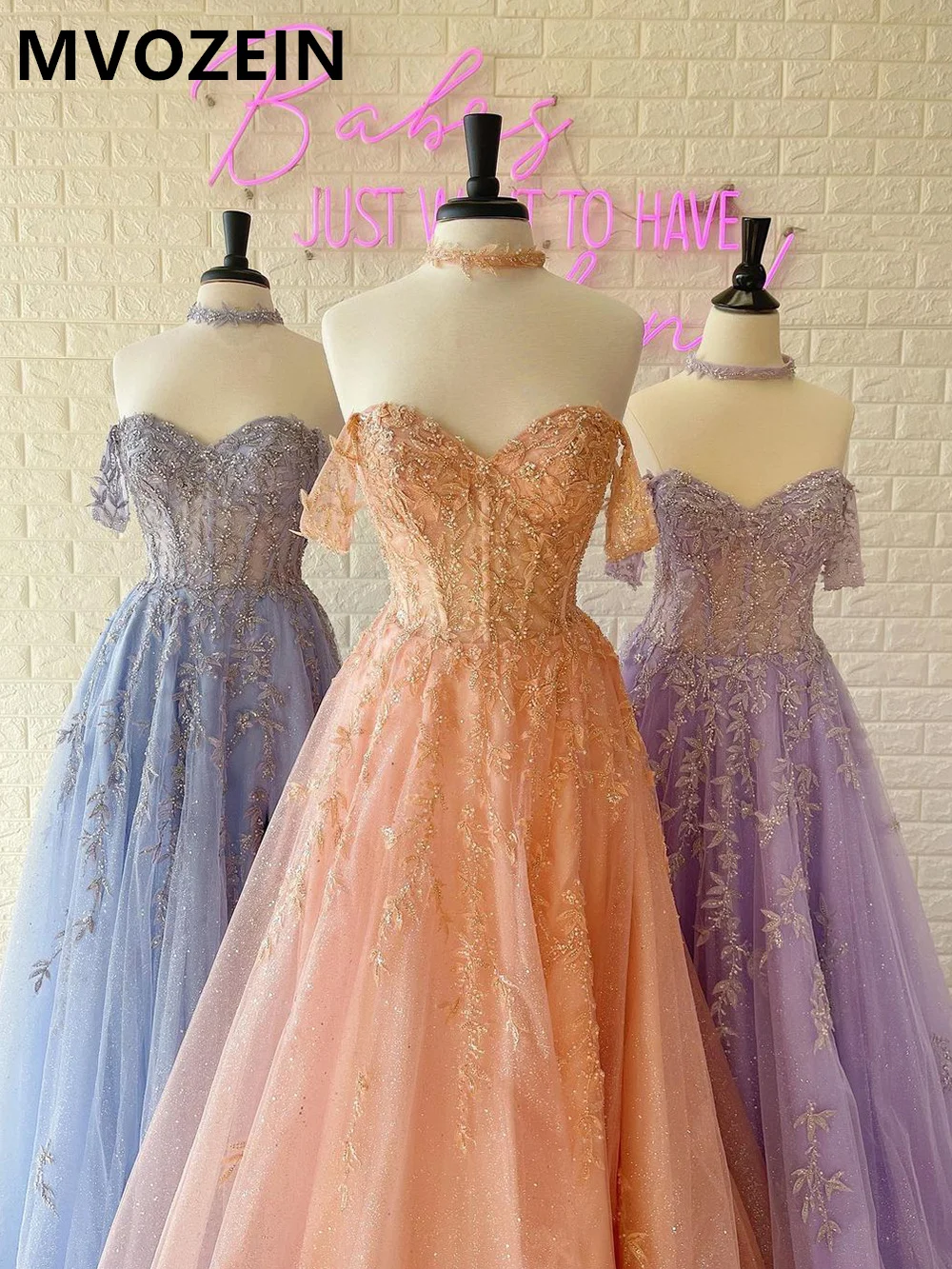 Prom Dress for Black Girl Youthful Off The Shoulder A-Line Split Tulle Lace Party Dresses Evening Dress 2023