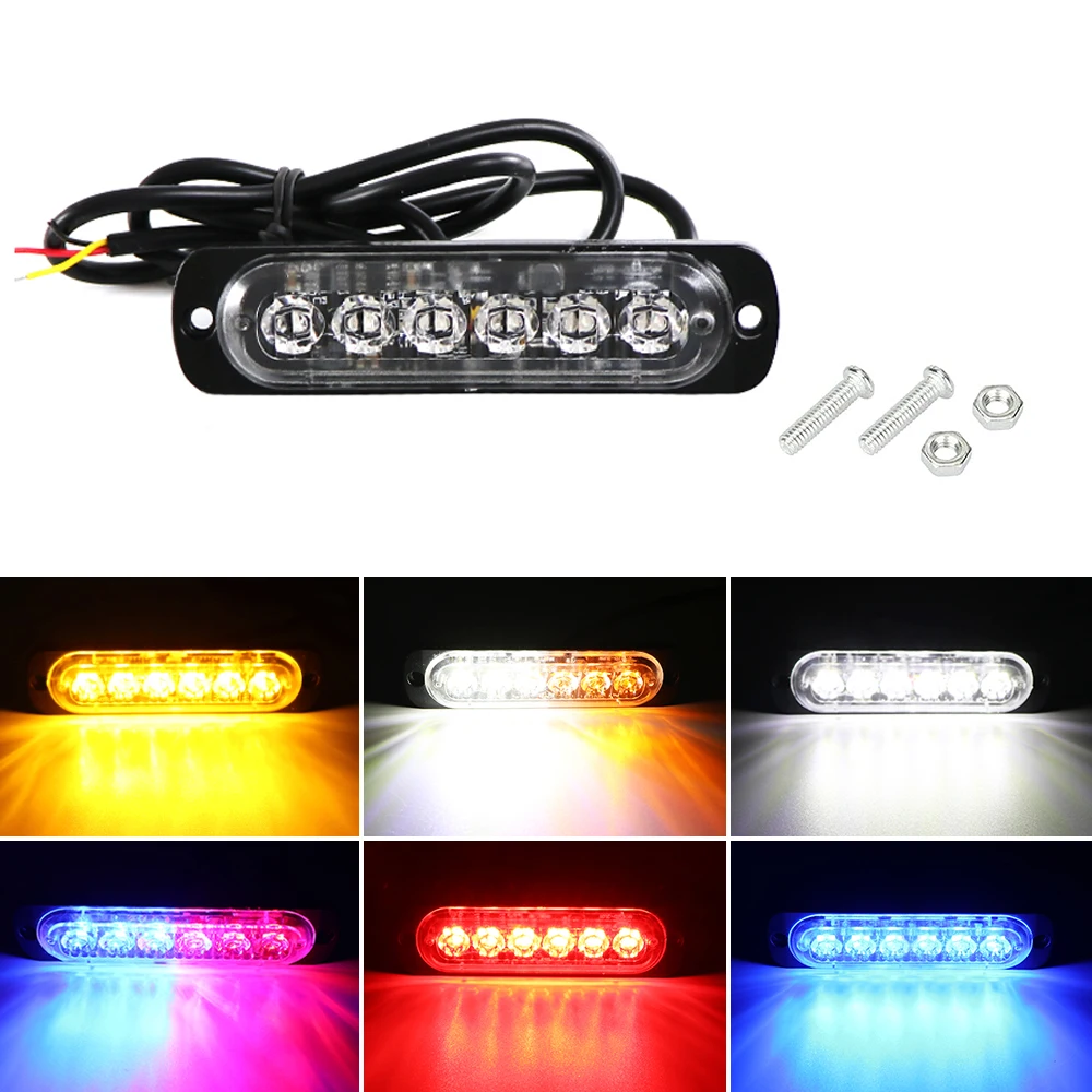 

6 LED Car Strobe Warning Light Grille Flashing Breakdown Emergency Light Car Truck Police Beacon Lamp LED Side Light 12V 24V