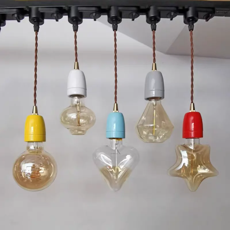 

DIY Lamp Base E27 Light Bulb Holder Socket Hanging Light Fixture Retro Light Socket White Porcelain Lampholder Ceramic Socket